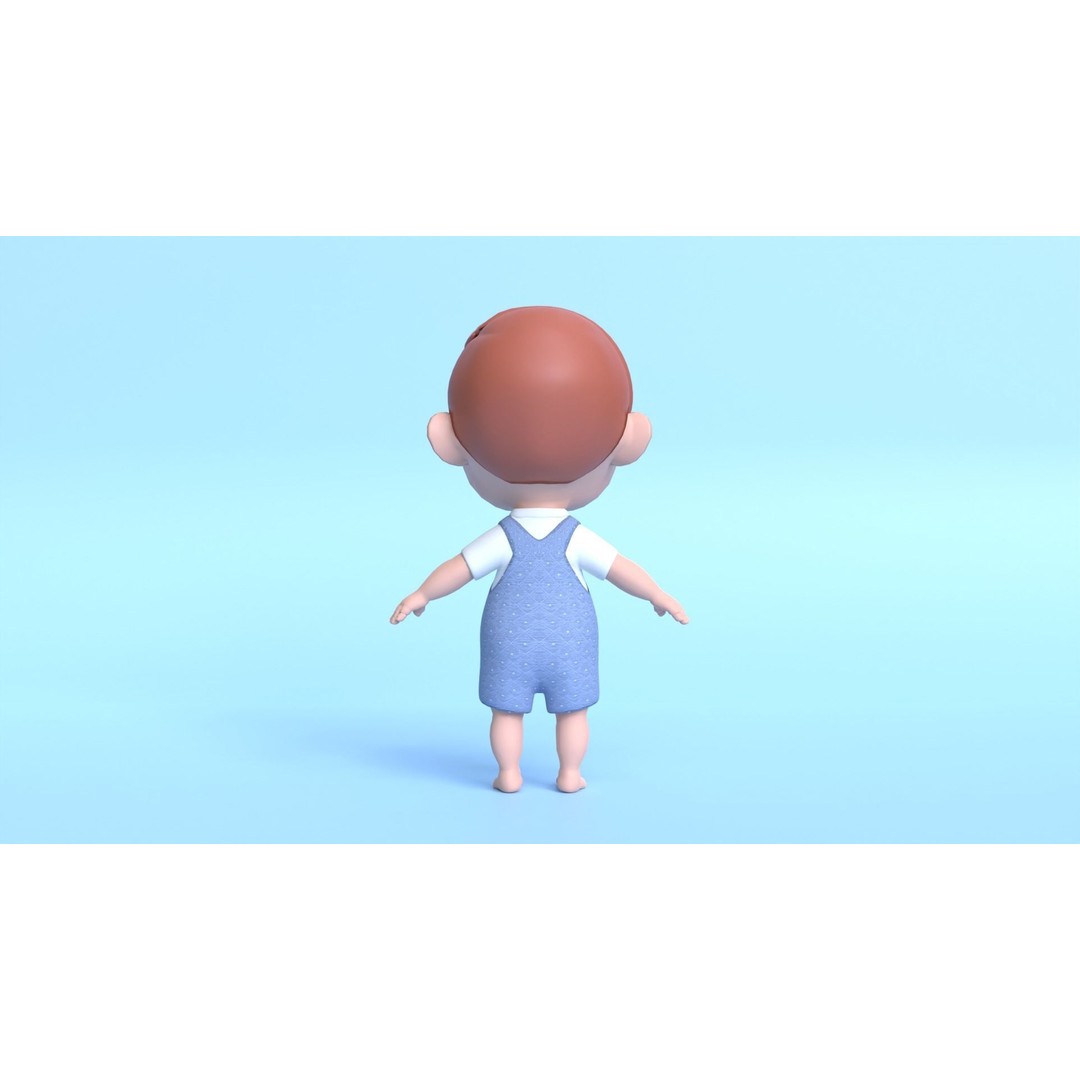 Cartoon Baby Boy 3D Model – Low Poly Game Character, PBR Textures - View 6