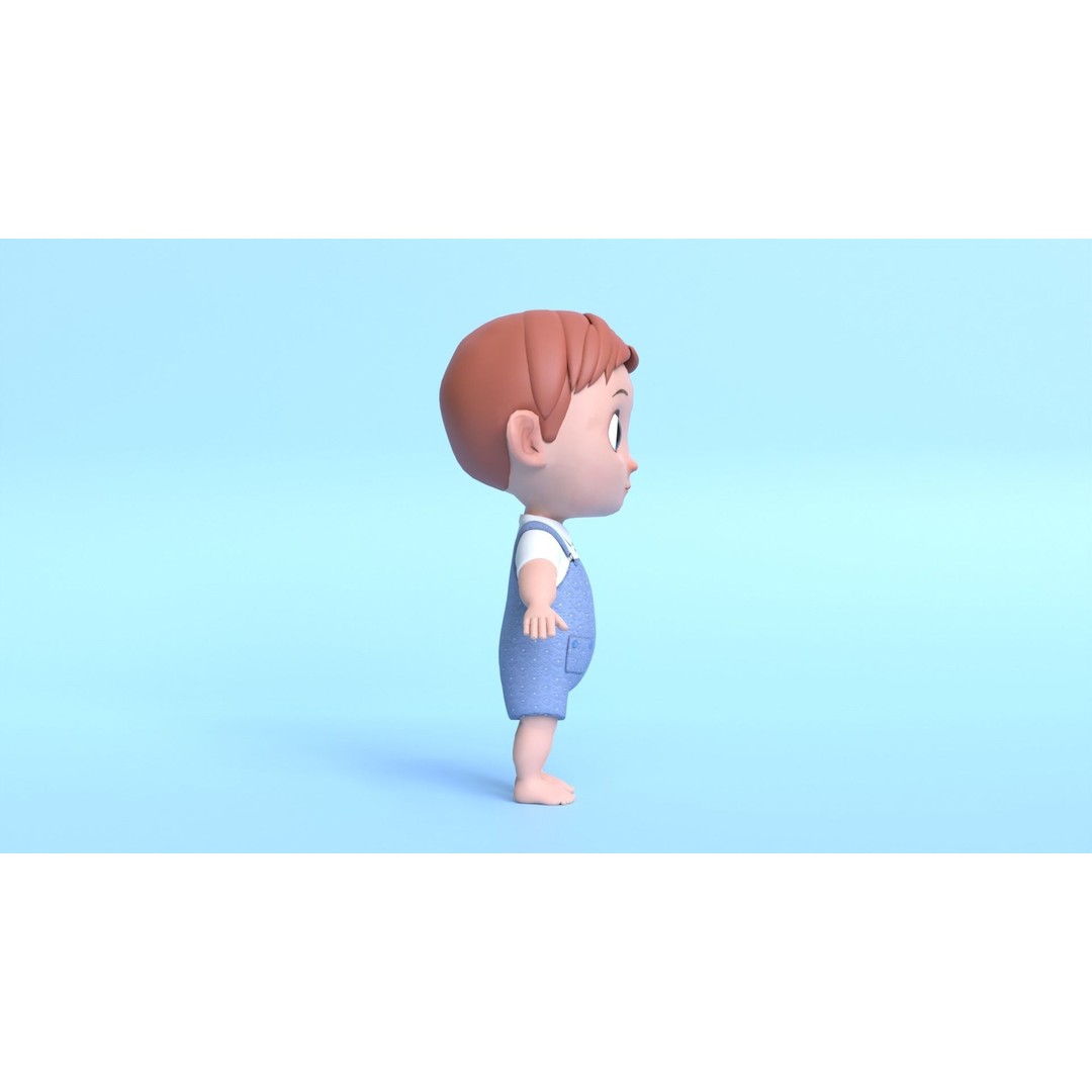 Cartoon Baby Boy 3D Model – Low Poly Game Character, PBR Textures - View 7