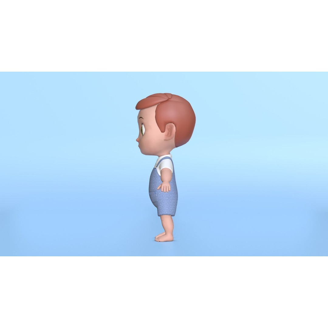 Cartoon Baby Boy 3D Model – Low Poly Game Character, PBR Textures - View 9