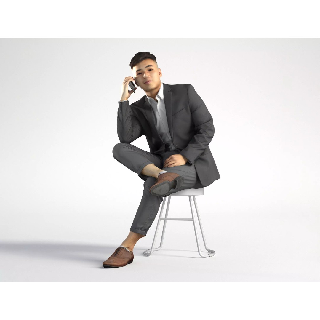 Asian Business Suit Character 3D Model – Low Poly, Game-Ready FBX - View 2