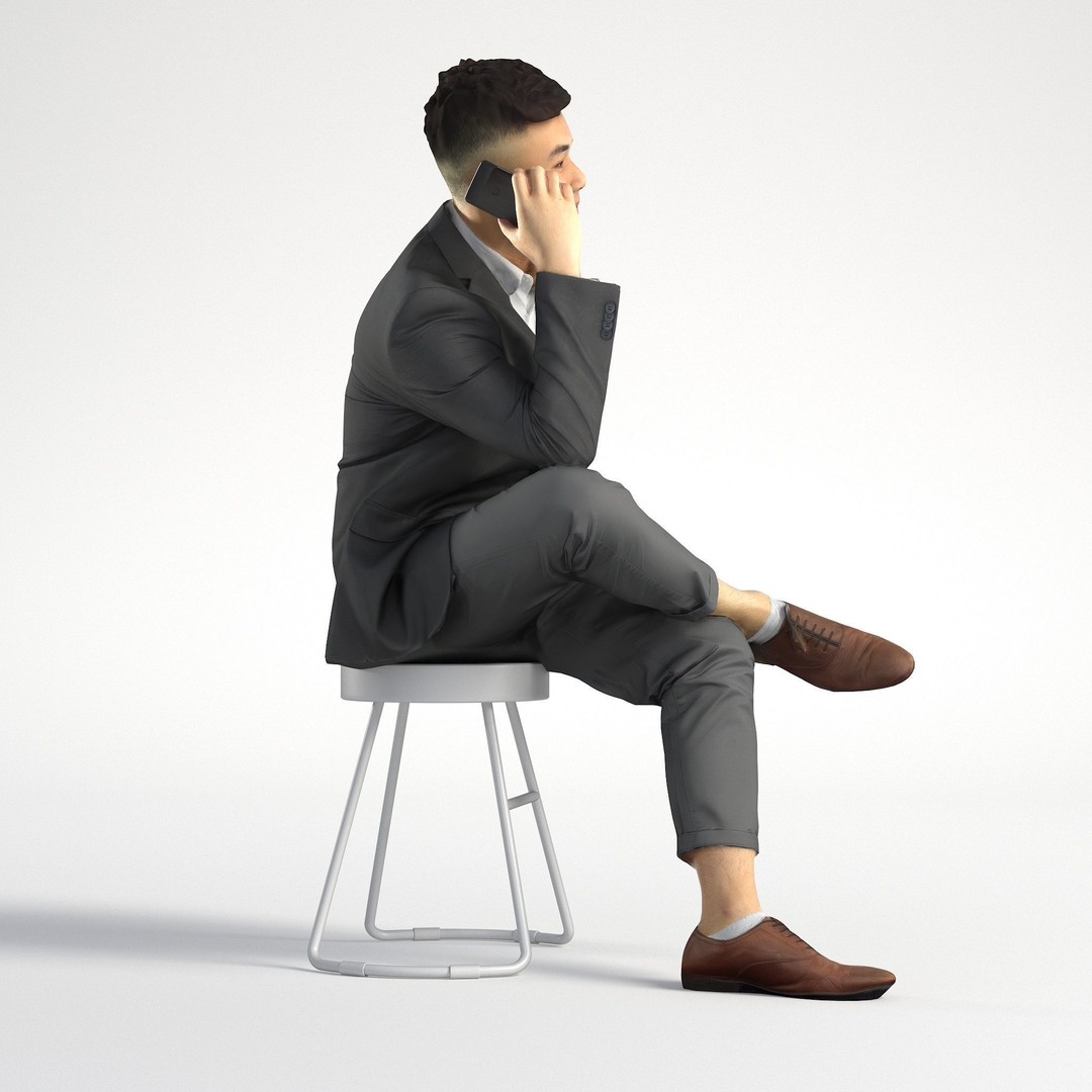 Asian Business Suit Character 3D Model – Low Poly, Game-Ready FBX - View 4