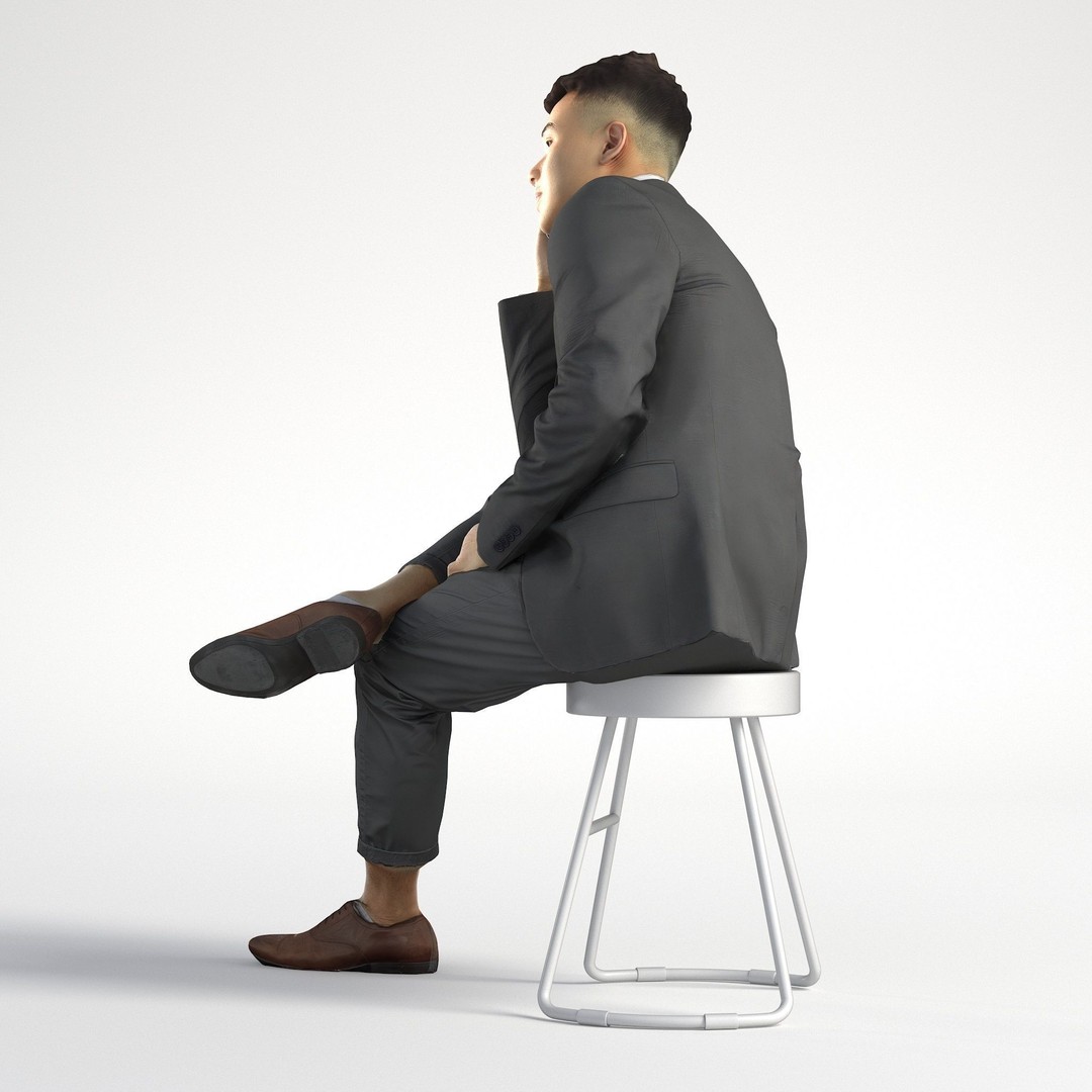 Asian Business Suit Character 3D Model – Low Poly, Game-Ready FBX - View 8