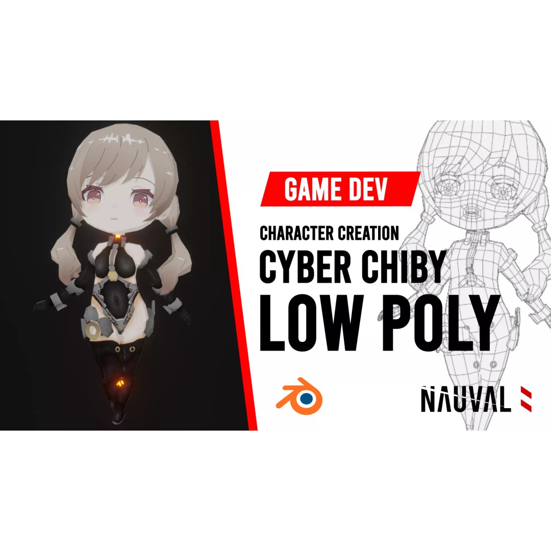 Cyber Chibi 3D Model – Low Poly Rigged Character for Animation - View 2
