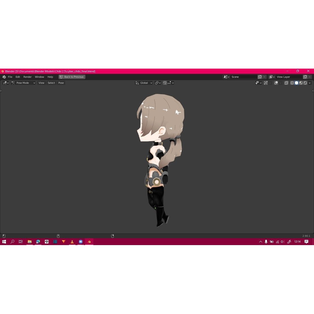 Cyber Chibi 3D Model – Low Poly Rigged Character for Animation - View 8
