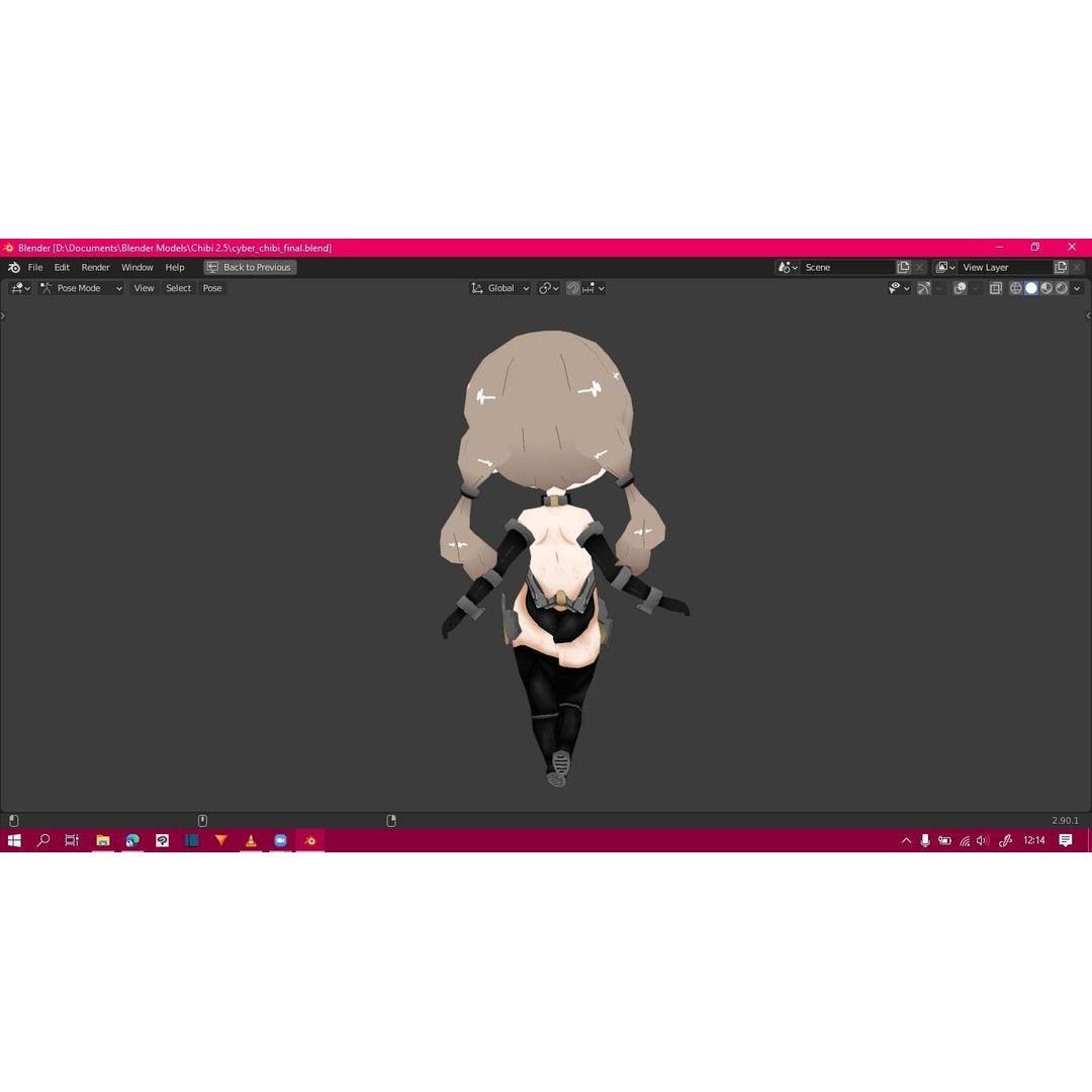 Cyber Chibi 3D Model – Low Poly Rigged Character for Animation - View 9