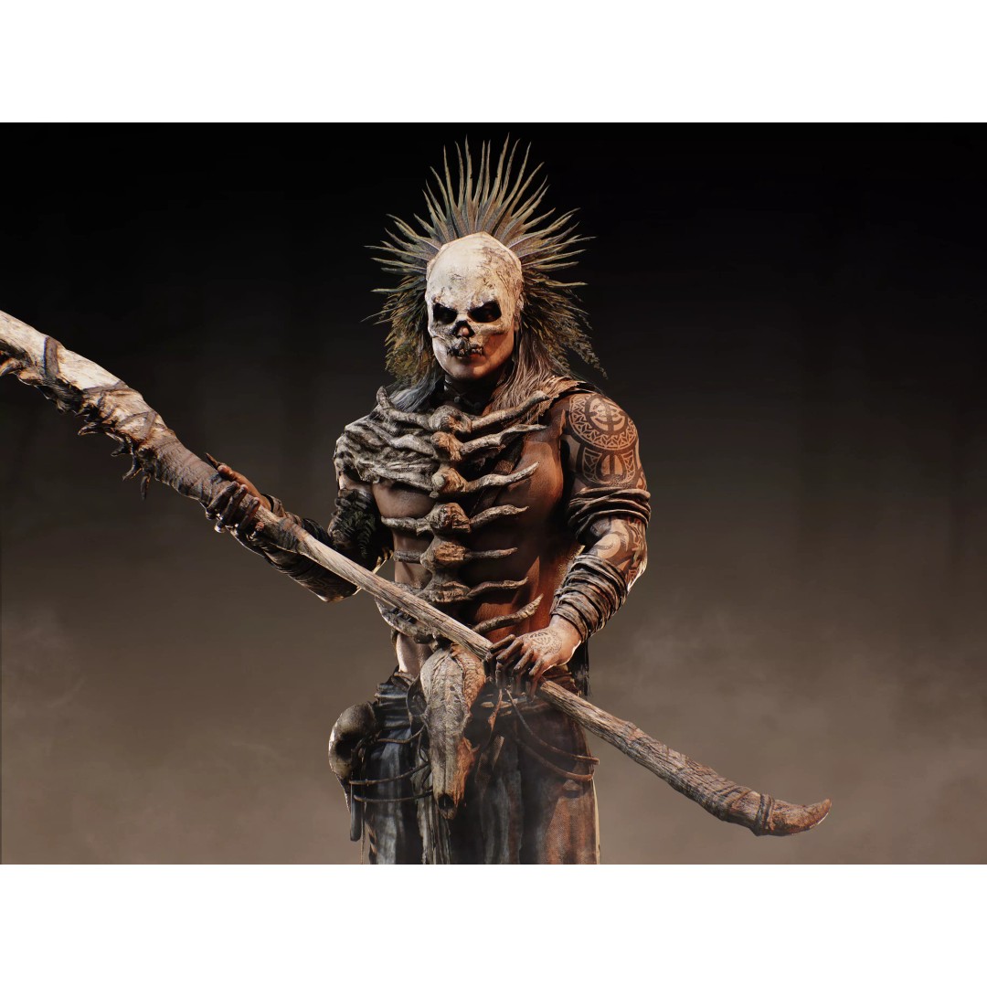 Dark Primitive Skull Warrior 3D Model – Low Poly Rigged Character, FBX - View 5