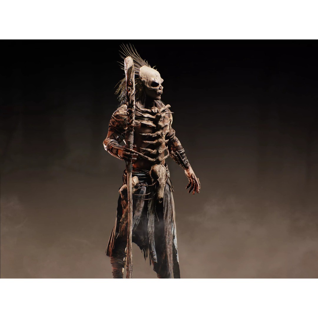 Dark Primitive Skull Warrior 3D Model – Low Poly Rigged Character, FBX - View 6