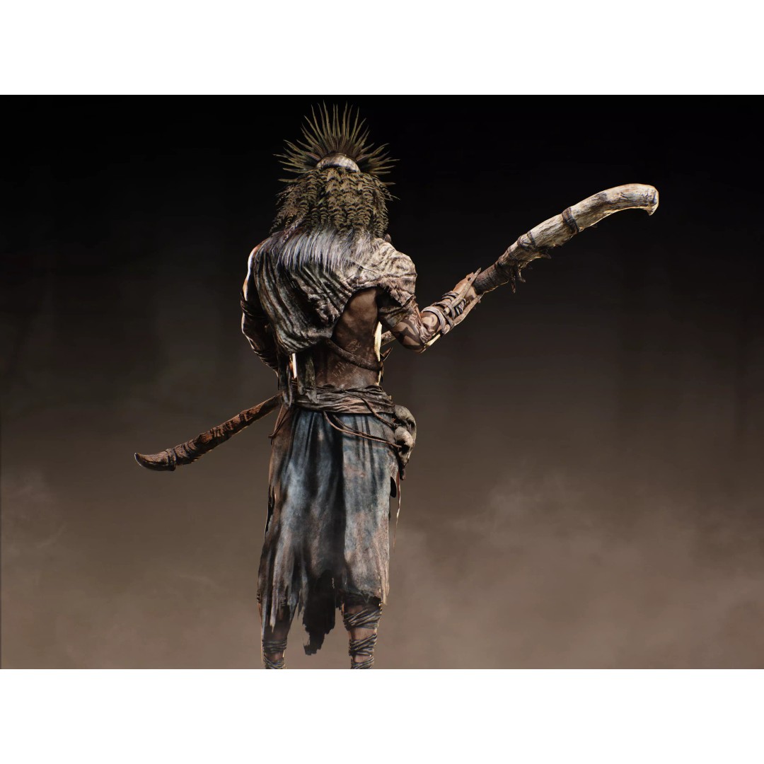 Dark Primitive Skull Warrior 3D Model – Low Poly Rigged Character, FBX - View 9