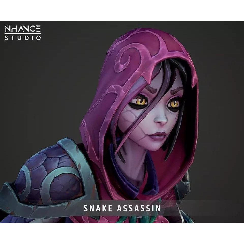 Stylized Snake Assassin 3D Model – Low Poly Rigged Character for RPG - View 2