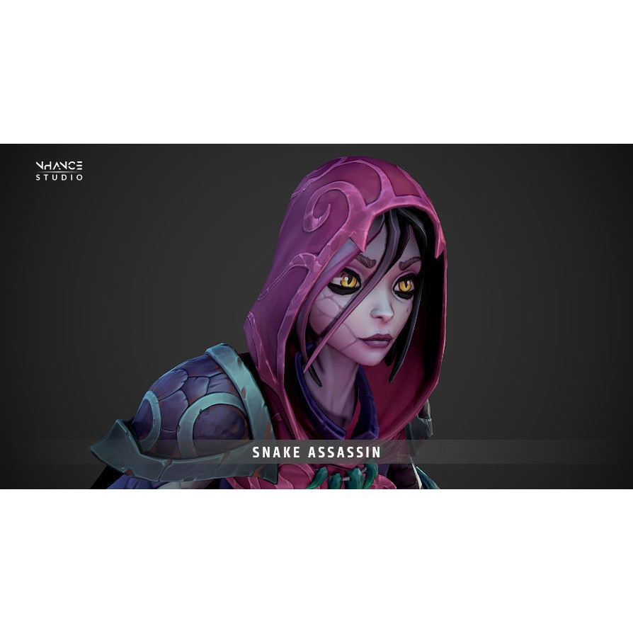 Stylized Snake Assassin 3D Model – Low Poly Rigged Character for RPG - View 3
