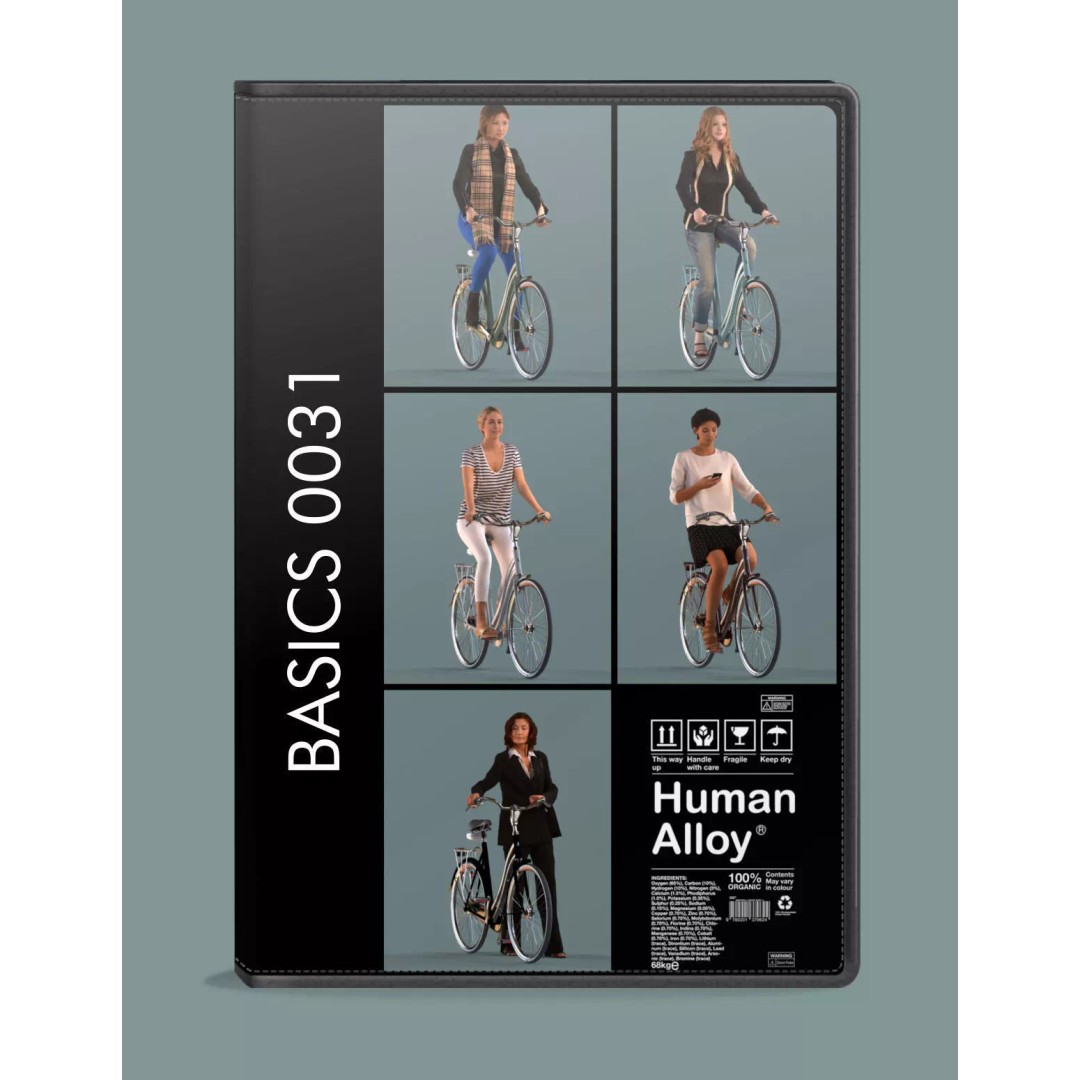 Women on Bicycles 3D Model – Low Poly Game-Ready Asset, FBX - View 2