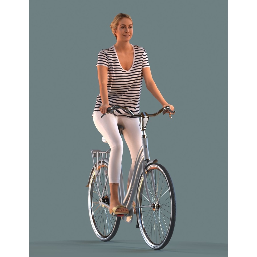 Women on Bicycles 3D Model – Low Poly Game-Ready Asset, FBX - View 6