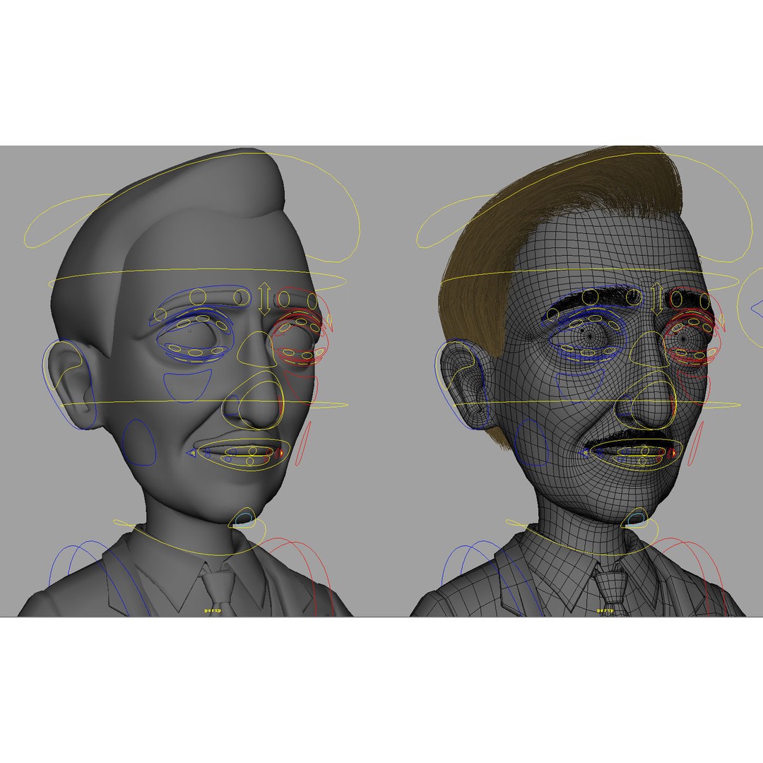 Cartoon Old Man 3D Model – Rigged Character for Animation, FBX