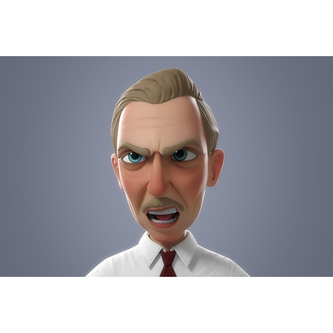 Cartoon Old Man 3D Model – Rigged Character for Animation, FBX - View 10