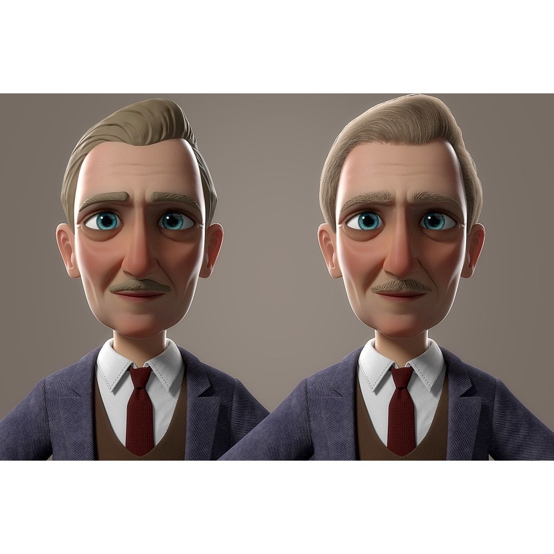 Cartoon Old Man 3D Model – Rigged Character for Animation, FBX - View 12
