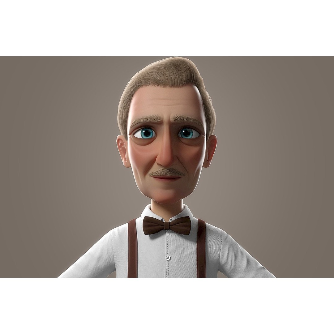 Cartoon Old Man 3D Model – Rigged Character for Animation, FBX - View 14
