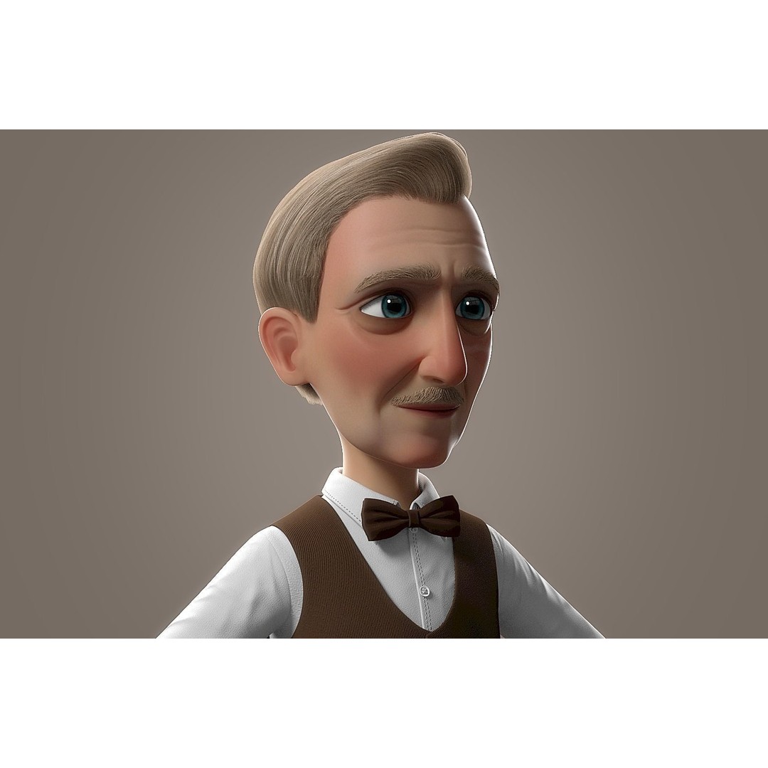 Cartoon Old Man 3D Model – Rigged Character for Animation, FBX - View 16