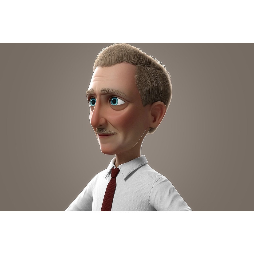 Cartoon Old Man 3D Model – Rigged Character for Animation, FBX - View 18