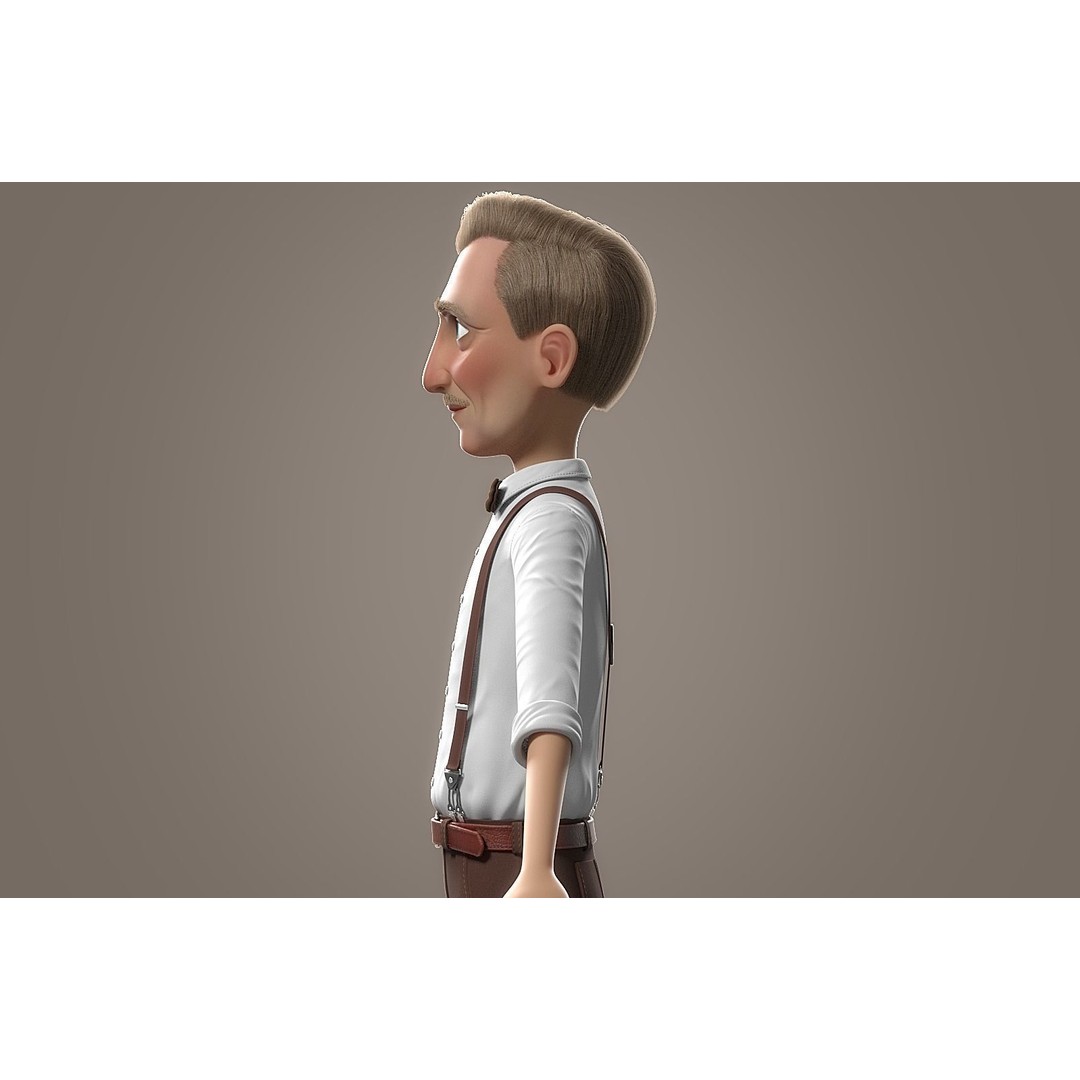 Cartoon Old Man 3D Model – Rigged Character for Animation, FBX - View 25