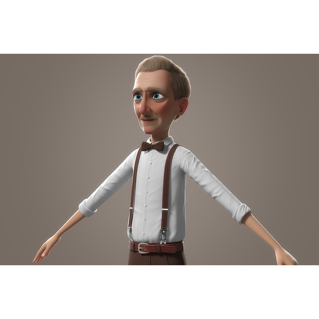 Cartoon Old Man 3D Model – Rigged Character for Animation, FBX - View 26