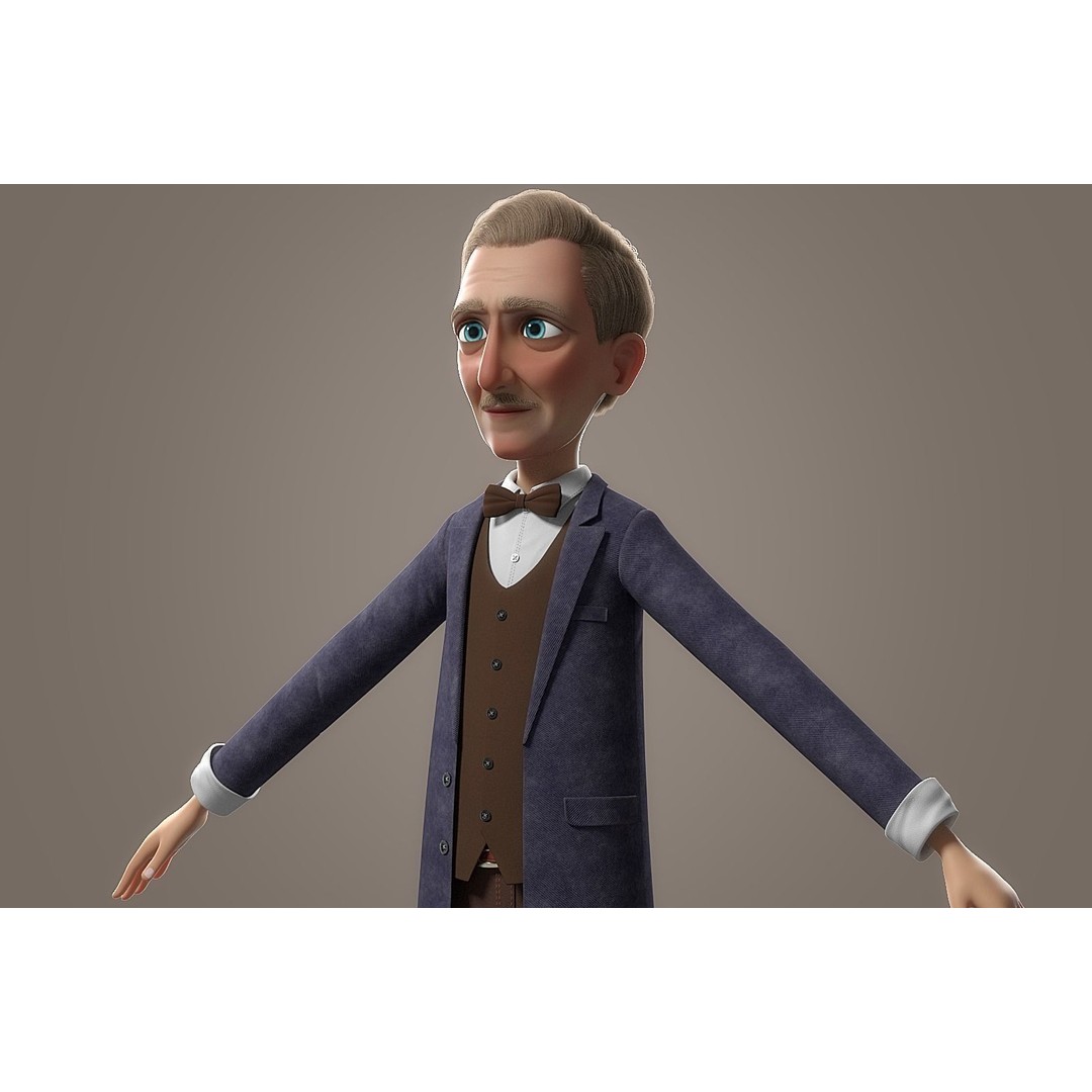 Cartoon Old Man 3D Model – Rigged Character for Animation, FBX - View 28