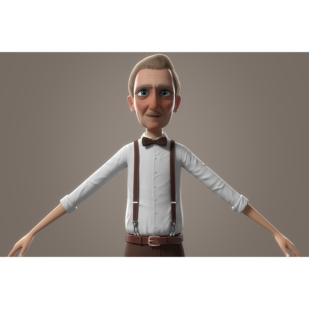 Cartoon Old Man 3D Model – Rigged Character for Animation, FBX - View 29