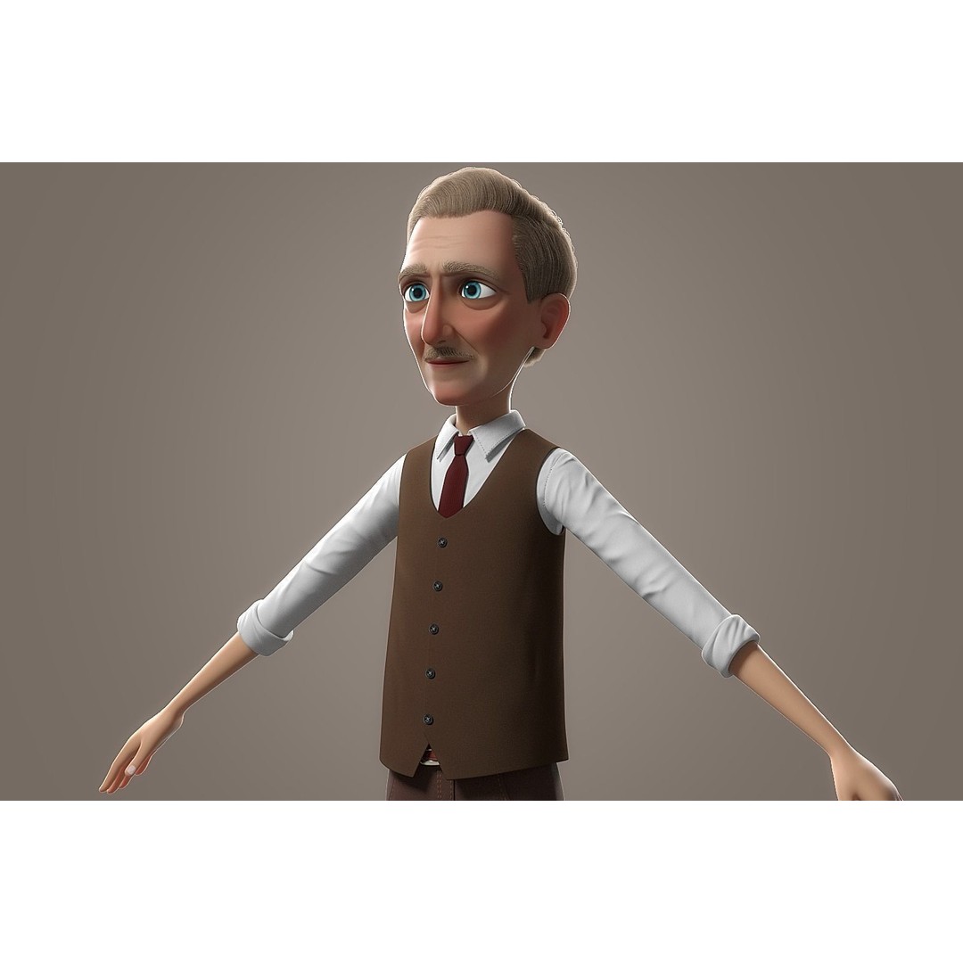 Cartoon Old Man 3D Model – Rigged Character for Animation, FBX - View 31