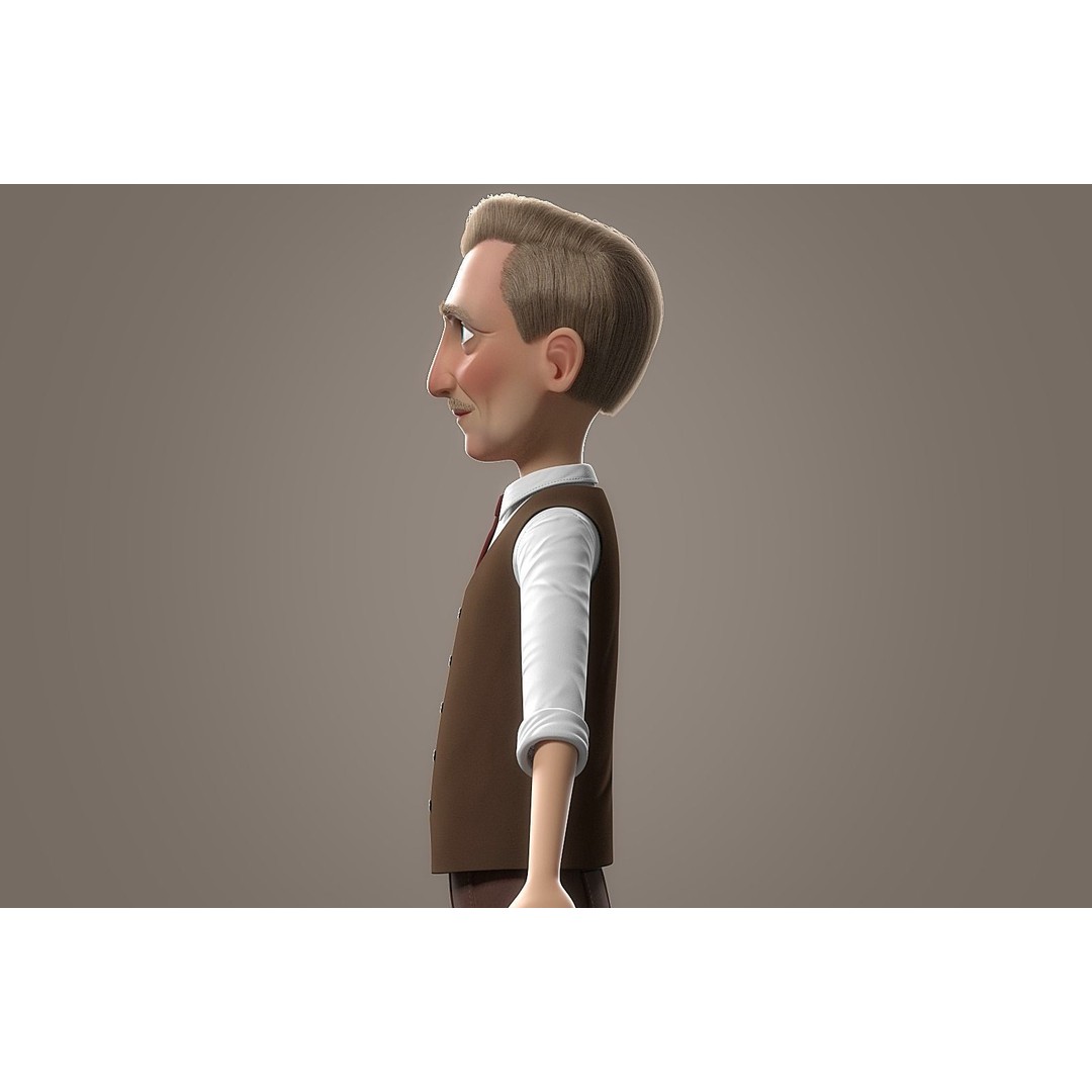 Cartoon Old Man 3D Model – Rigged Character for Animation, FBX - View 32