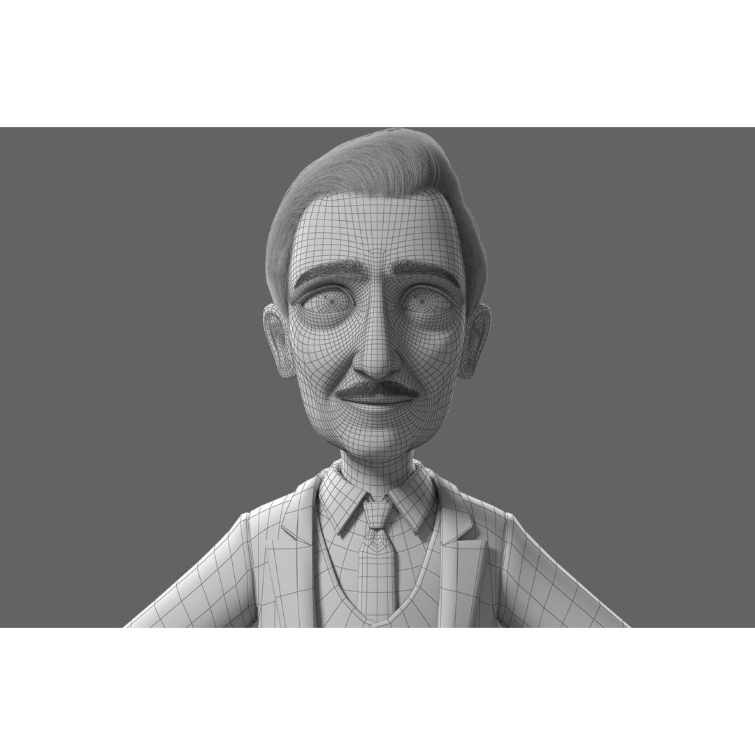 Cartoon Old Man 3D Model – Rigged Character for Animation, FBX - View 36