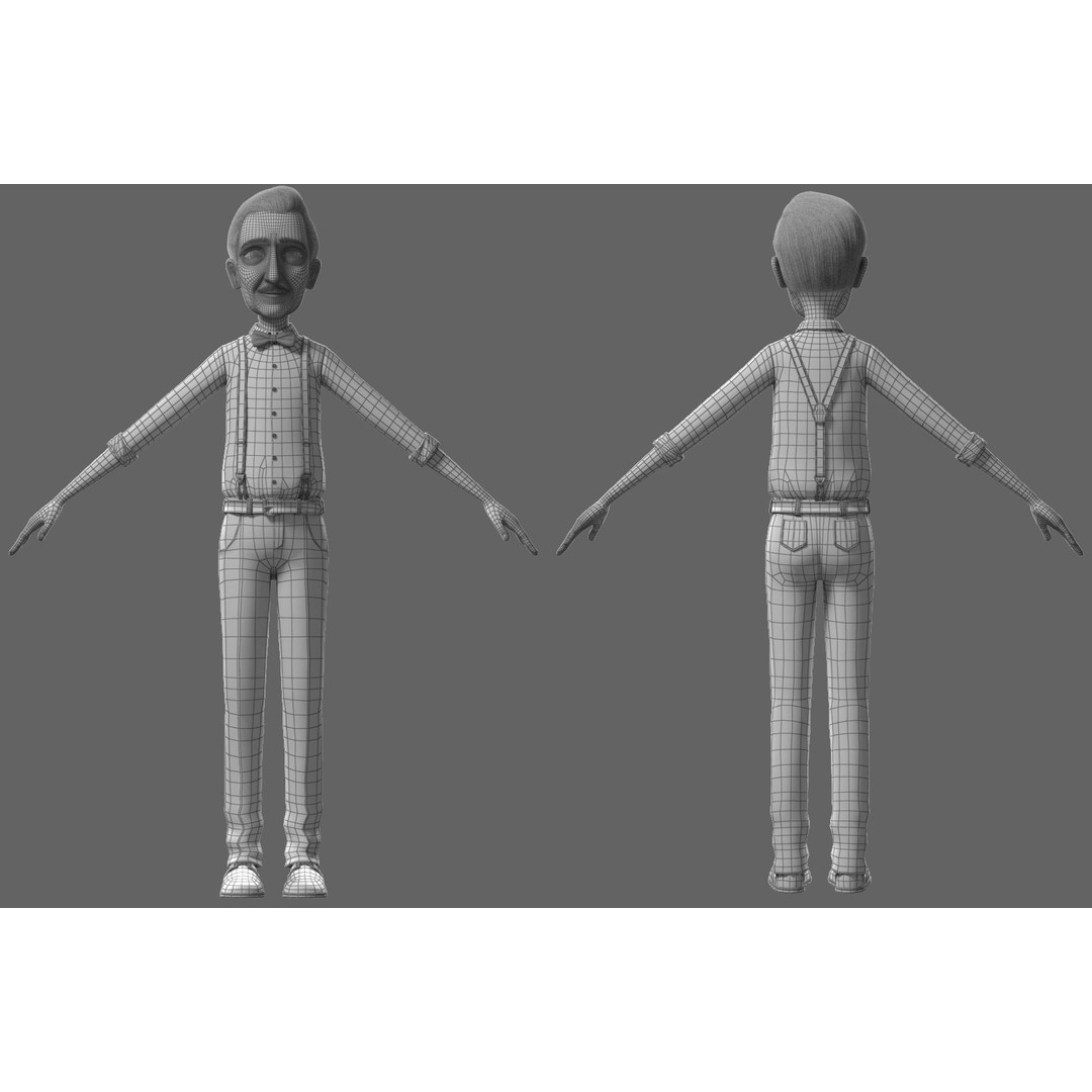 Cartoon Old Man 3D Model – Rigged Character for Animation, FBX - View 41