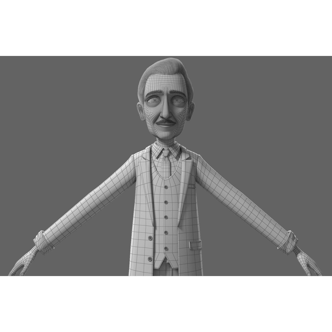 Cartoon Old Man 3D Model – Rigged Character for Animation, FBX - View 42