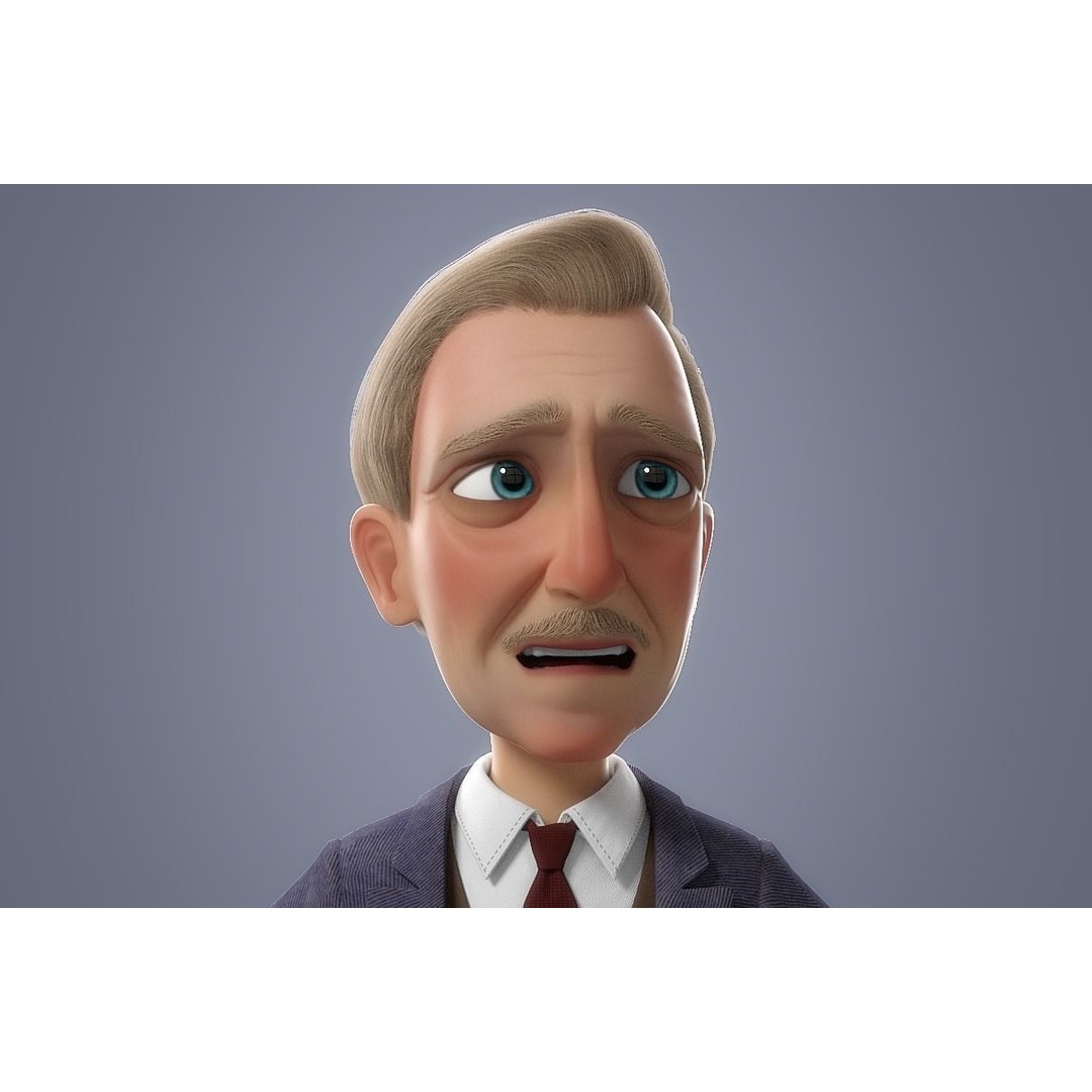 Cartoon Old Man 3D Model – Rigged Character for Animation, FBX - View 5