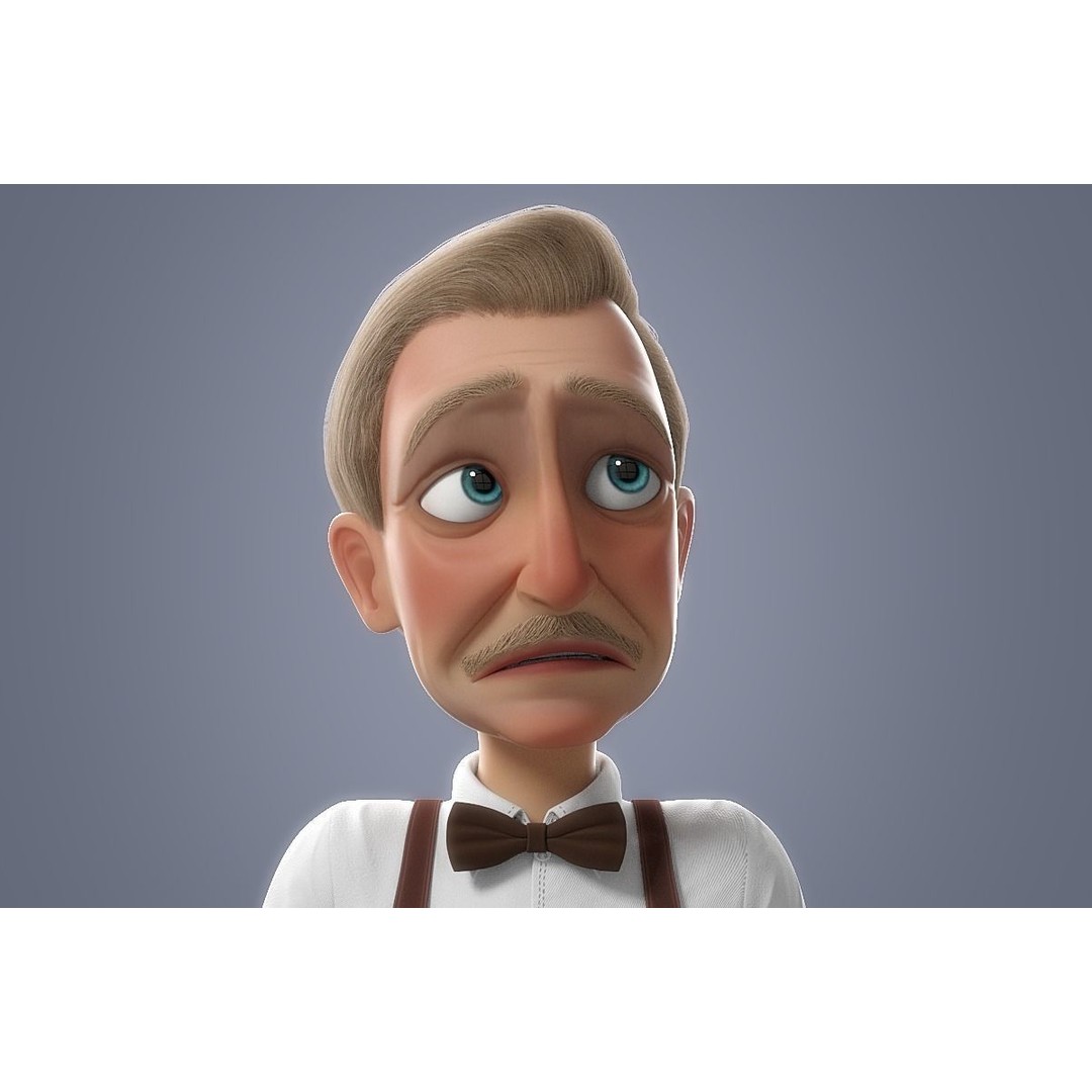 Cartoon Old Man 3D Model – Rigged Character for Animation, FBX - View 6