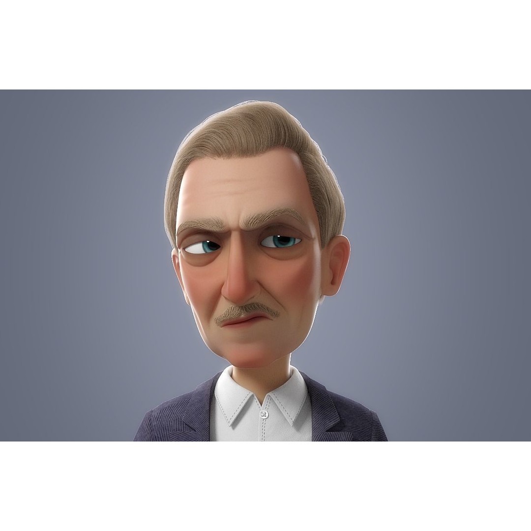 Cartoon Old Man 3D Model – Rigged Character for Animation, FBX - View 7