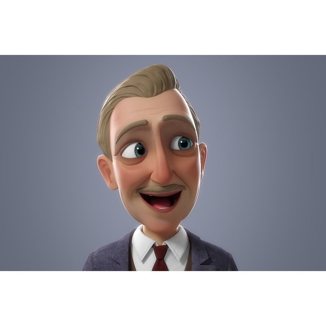 Cartoon Old Man 3D Model – Rigged Character for Animation, FBX - View 8