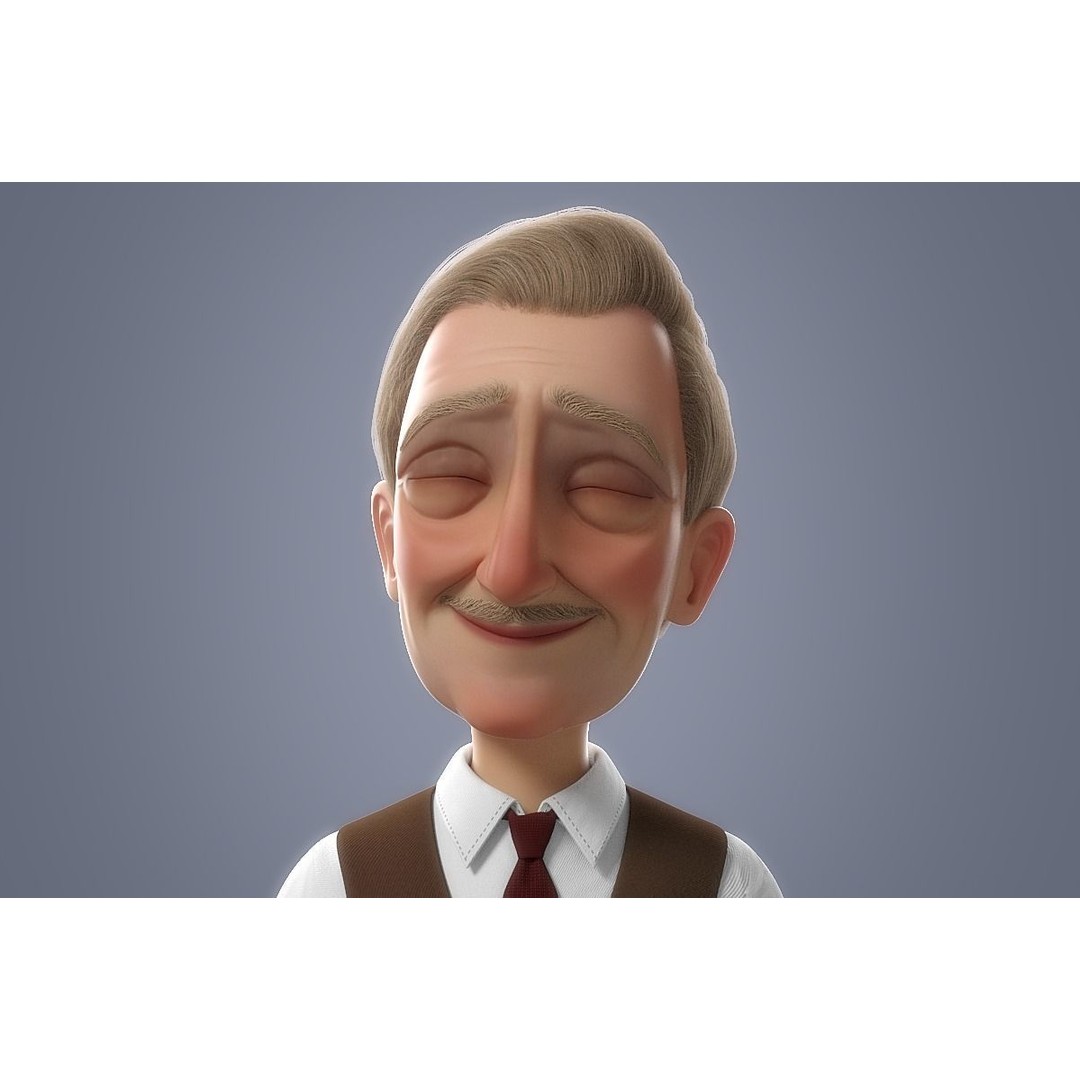 Cartoon Old Man 3D Model – Rigged Character for Animation, FBX - View 9