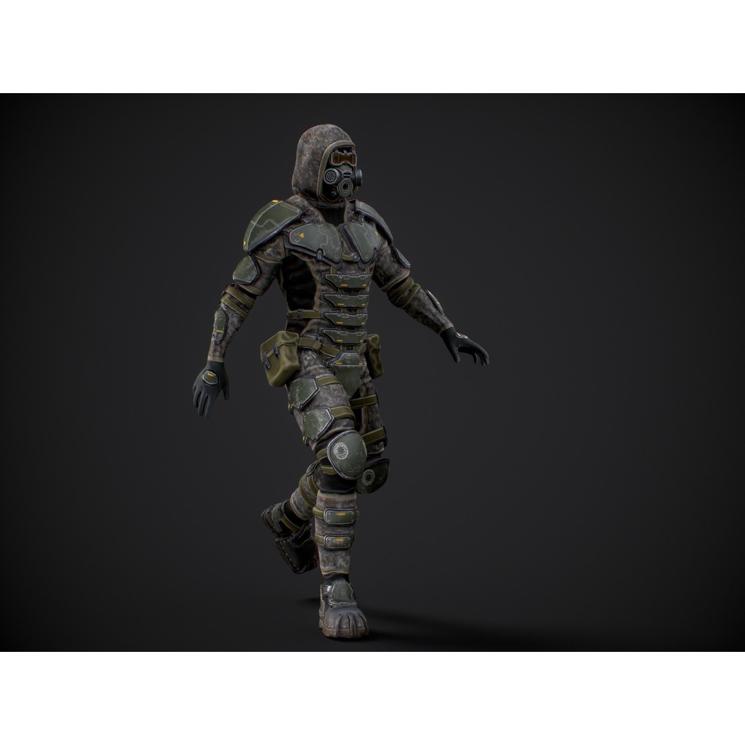 Armored Soldier 3D Model – Low Poly Sci-Fi Character, Rigged, PBR - View 10