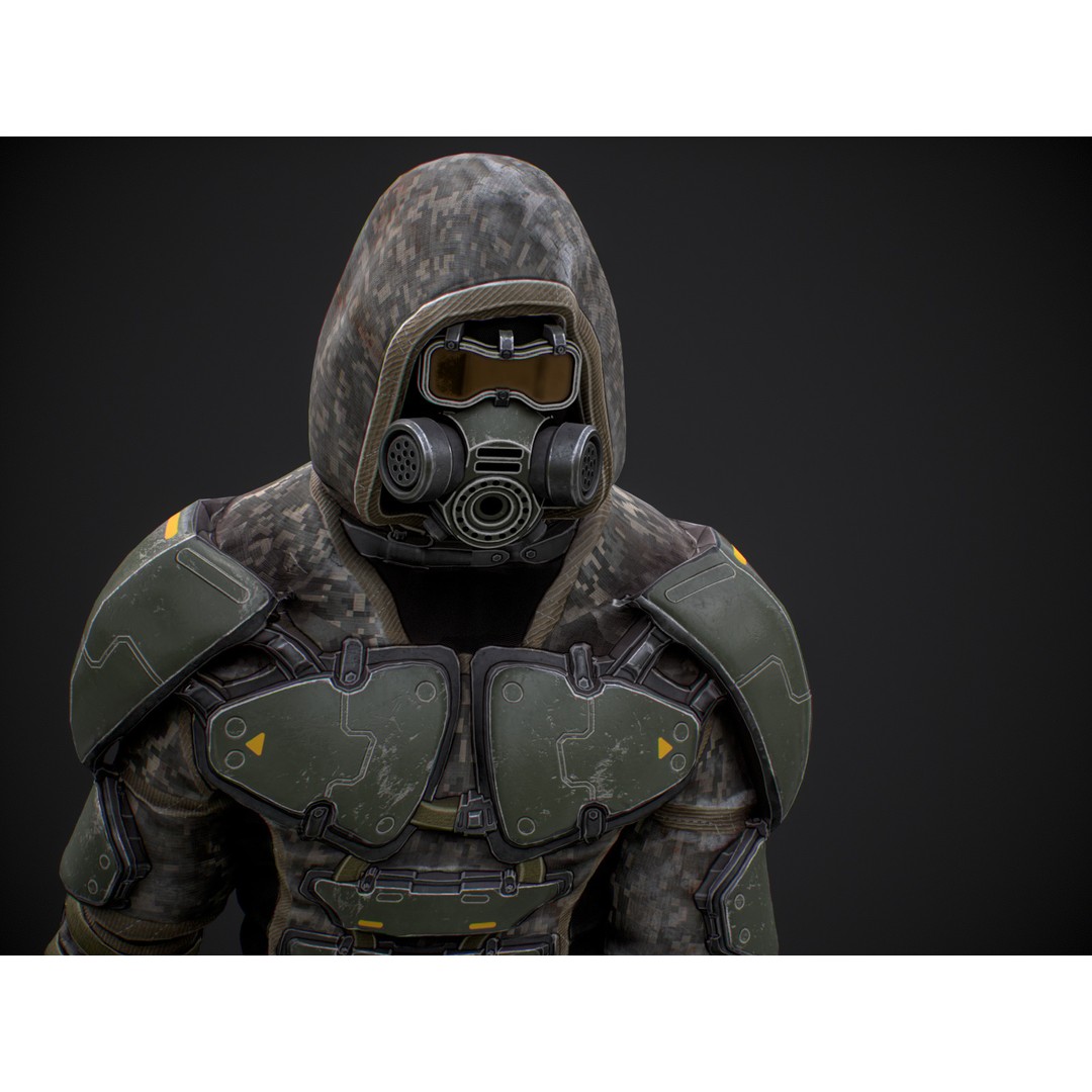 Armored Soldier 3D Model – Low Poly Sci-Fi Character, Rigged, PBR - View 12