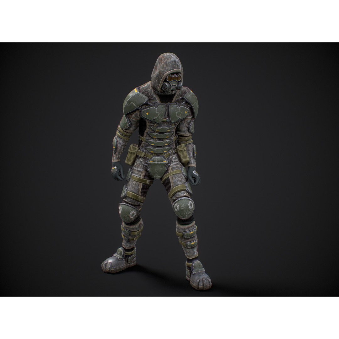 Armored Soldier 3D Model – Low Poly Sci-Fi Character, Rigged, PBR - View 15