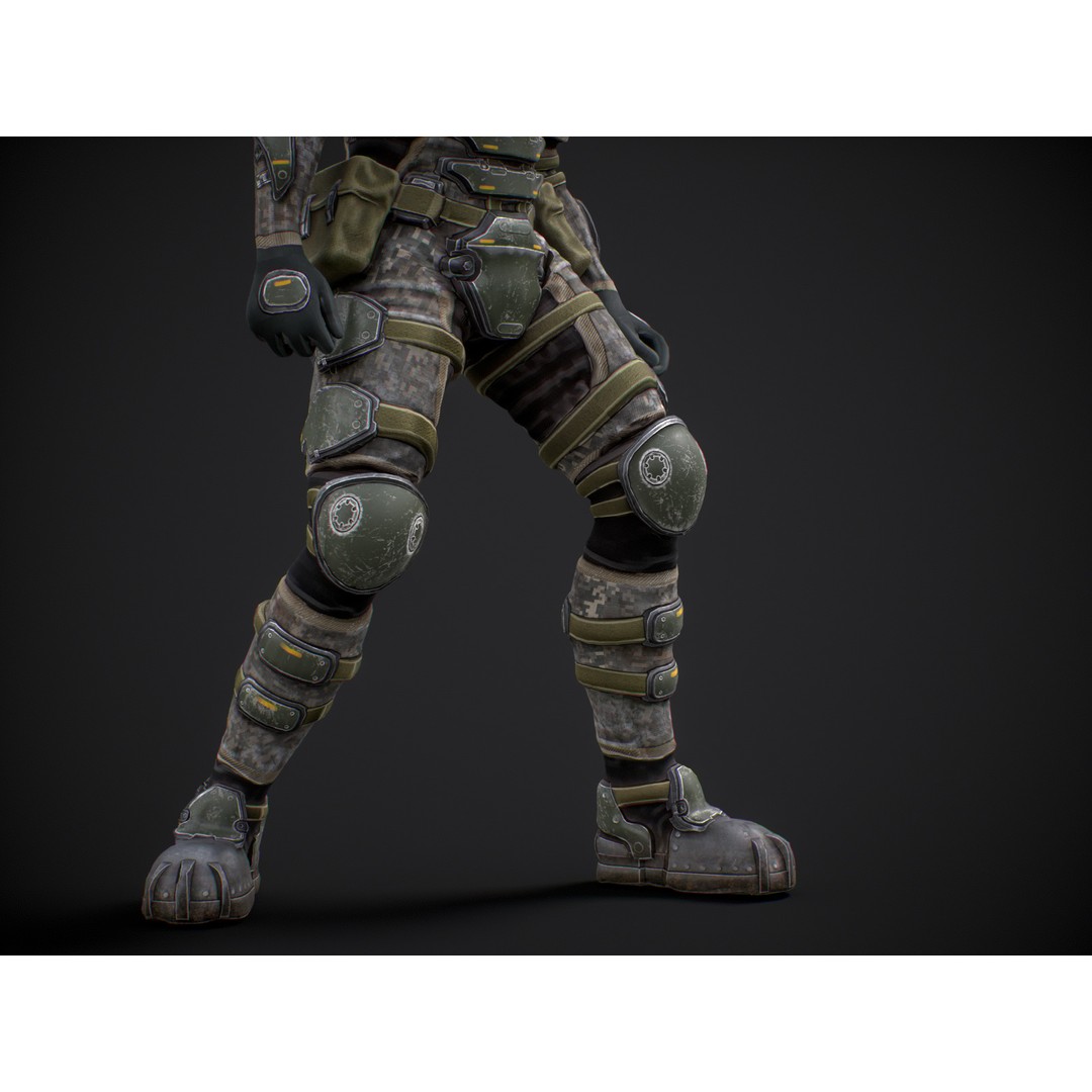 Armored Soldier 3D Model – Low Poly Sci-Fi Character, Rigged, PBR - View 16