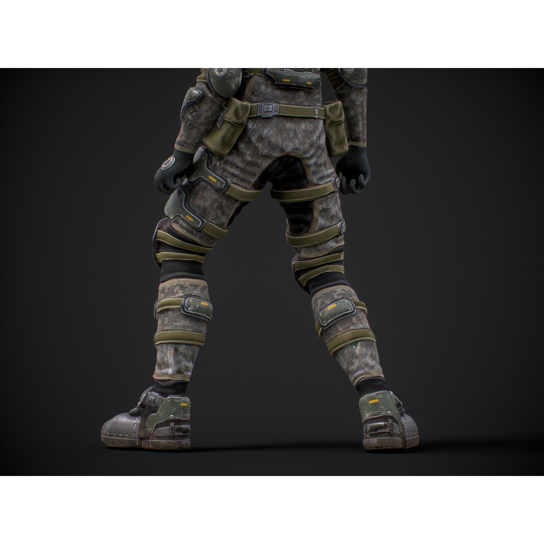Armored Soldier 3D Model – Low Poly Sci-Fi Character, Rigged, PBR - View 17