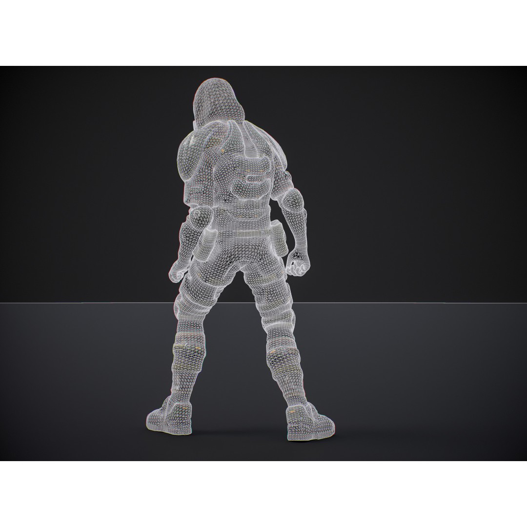 Armored Soldier 3D Model – Low Poly Sci-Fi Character, Rigged, PBR - View 19