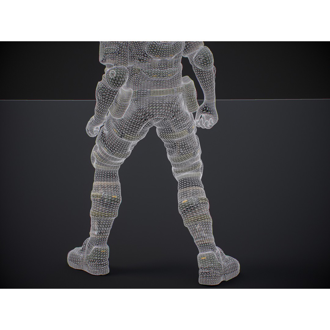 Armored Soldier 3D Model – Low Poly Sci-Fi Character, Rigged, PBR - View 22