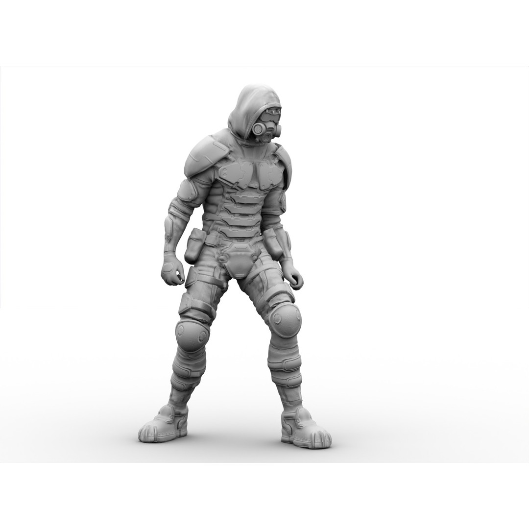Armored Soldier 3D Model – Low Poly Sci-Fi Character, Rigged, PBR - View 23