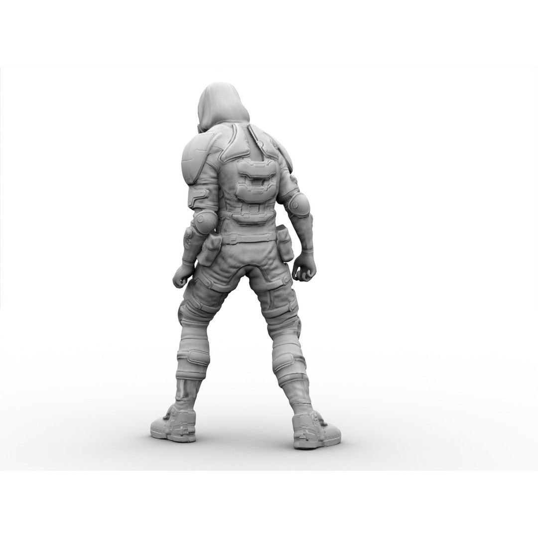 Armored Soldier 3D Model – Low Poly Sci-Fi Character, Rigged, PBR - View 24