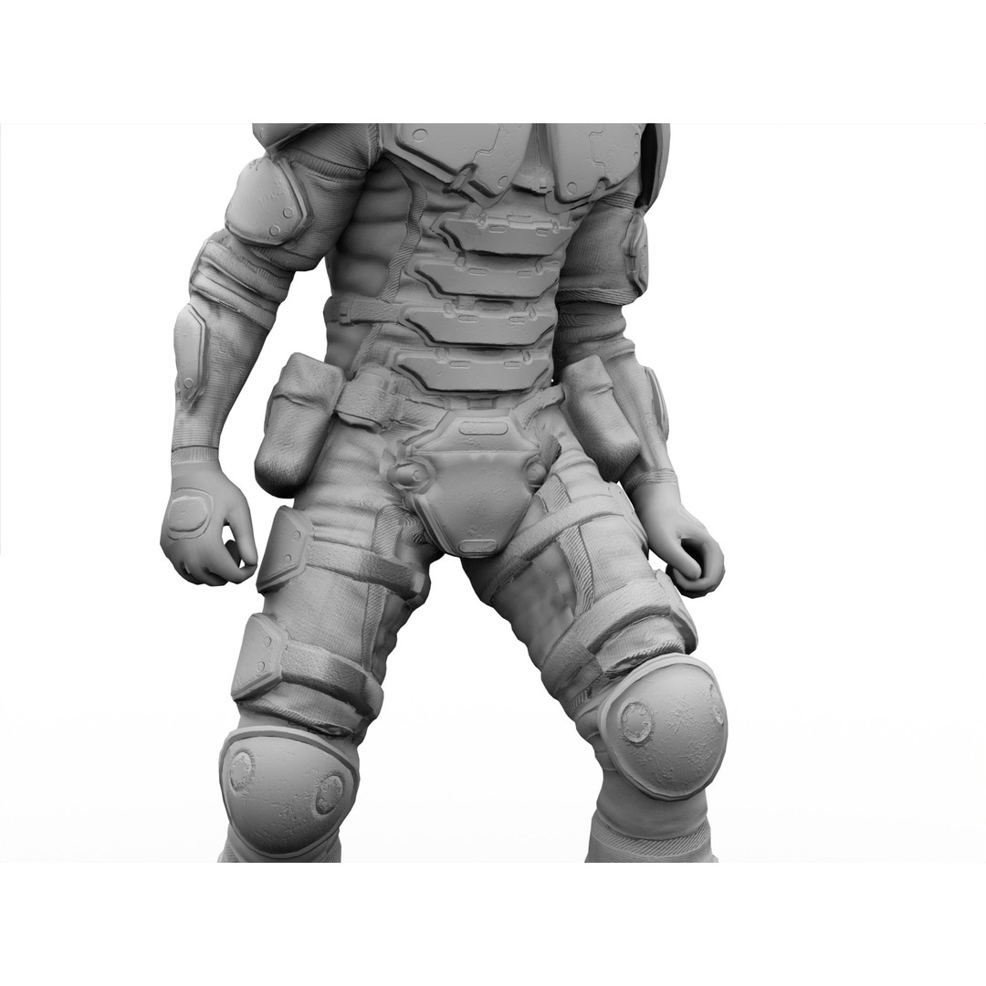Armored Soldier 3D Model – Low Poly Sci-Fi Character, Rigged, PBR - View 26