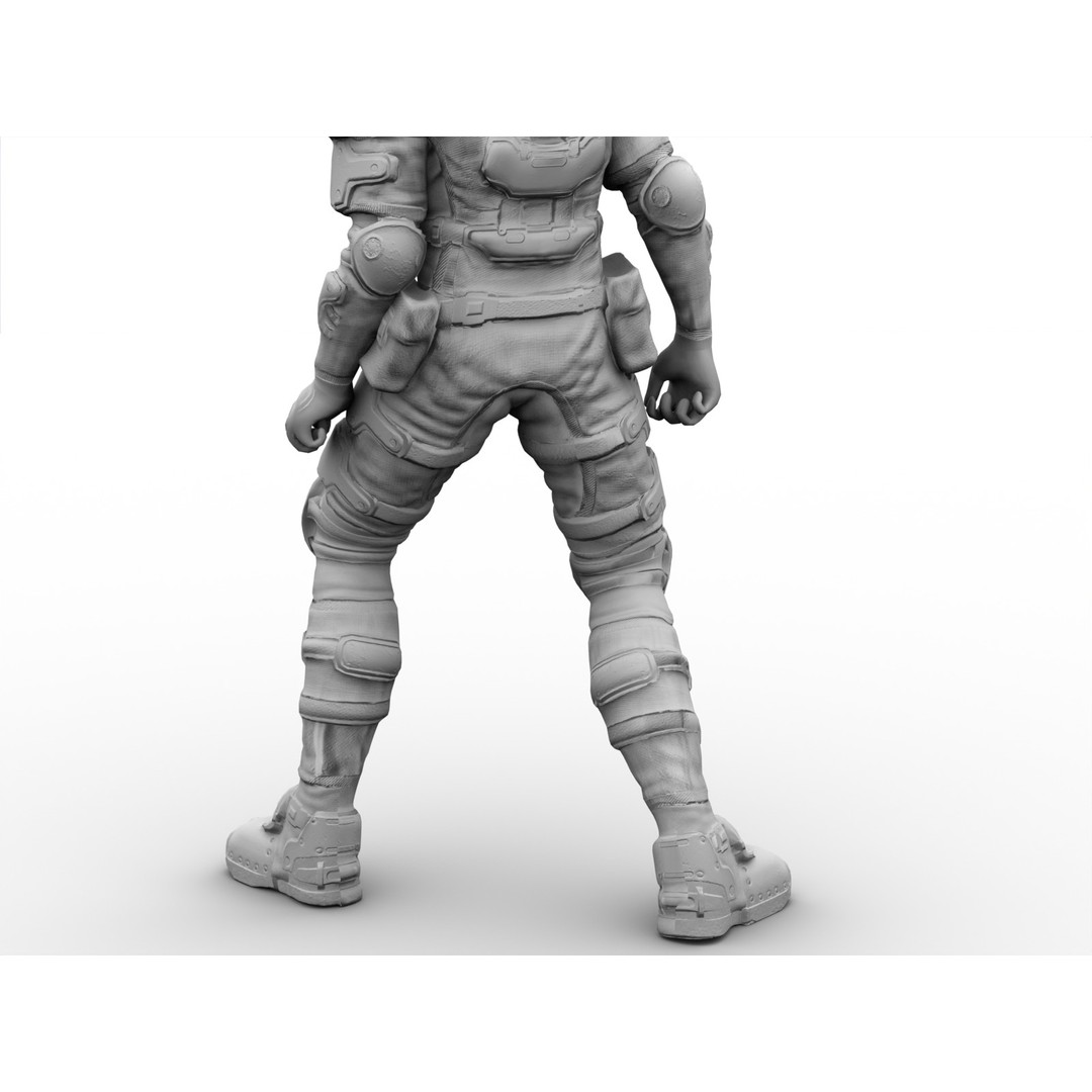 Armored Soldier 3D Model – Low Poly Sci-Fi Character, Rigged, PBR - View 27