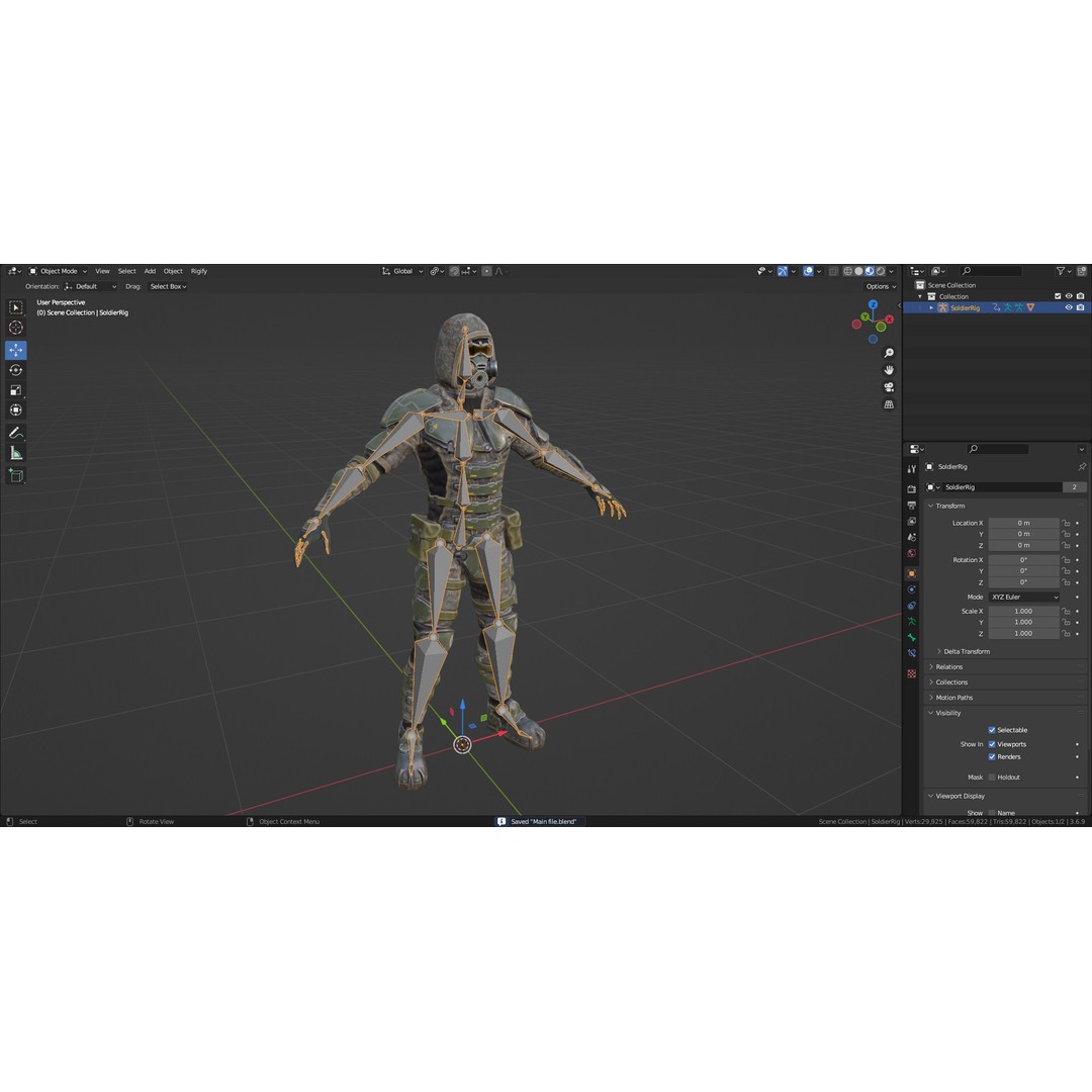 Armored Soldier 3D Model – Low Poly Sci-Fi Character, Rigged, PBR - View 28