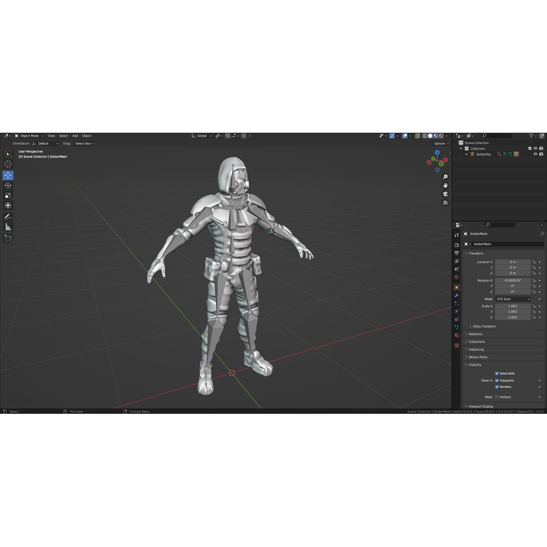 Armored Soldier 3D Model – Low Poly Sci-Fi Character, Rigged, PBR - View 29