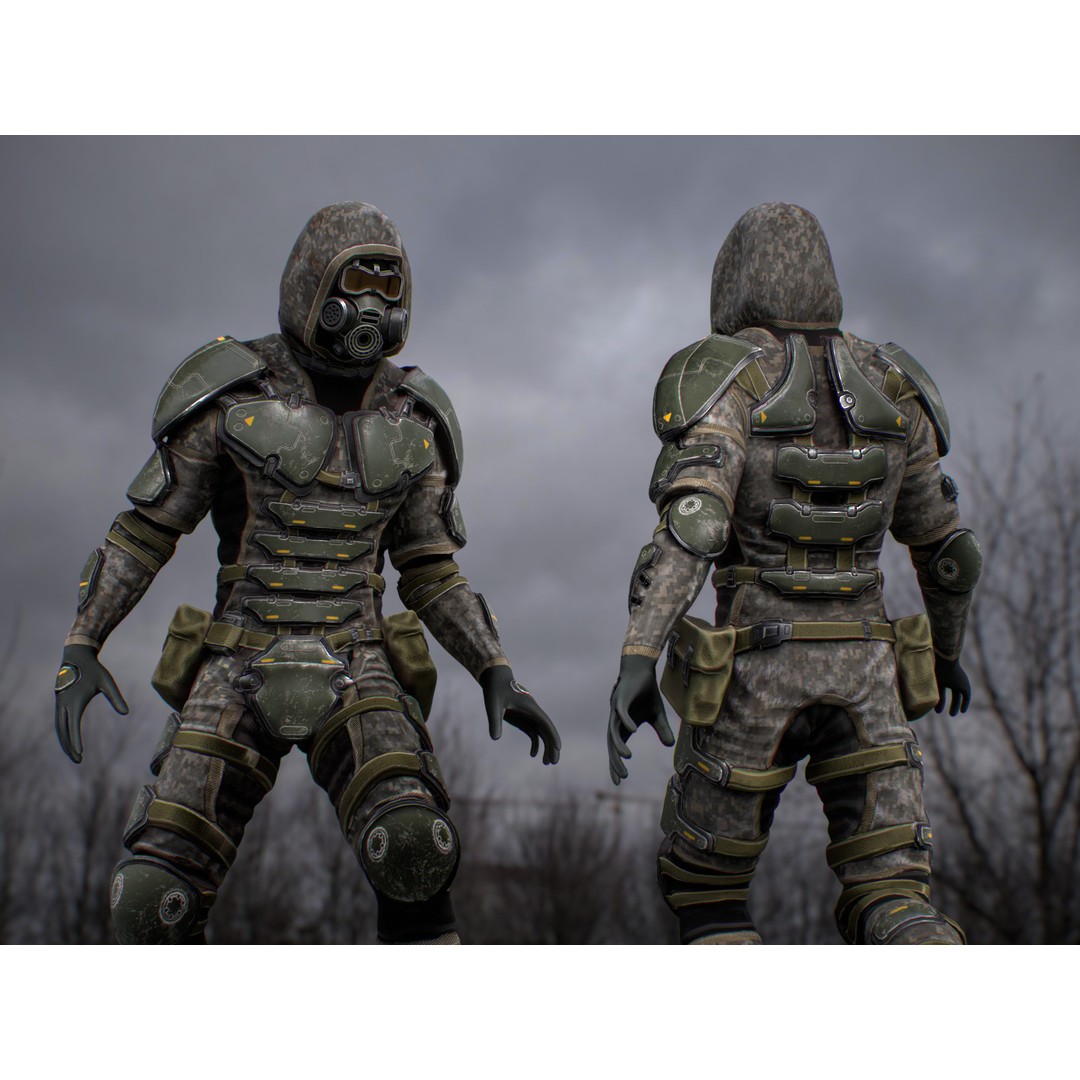 Armored Soldier 3D Model – Low Poly Sci-Fi Character, Rigged, PBR - View 3